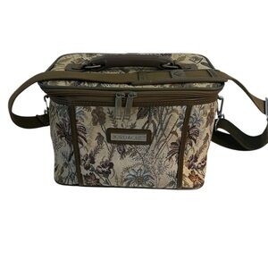 Vintage Jordache Floral Tapestry Travel Bag/Tote/Makeup Case W/ Shoulder Strap